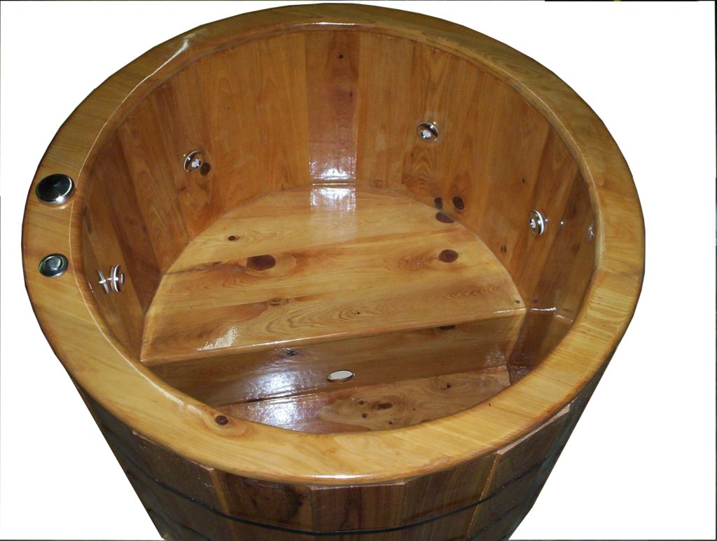 wooden barrel bathtub