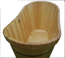 wooden clawfoot tub